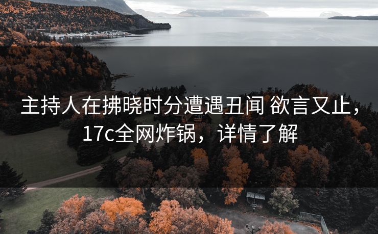 主持人在拂晓时分遭遇丑闻 欲言又止，17c全网炸锅，详情了解