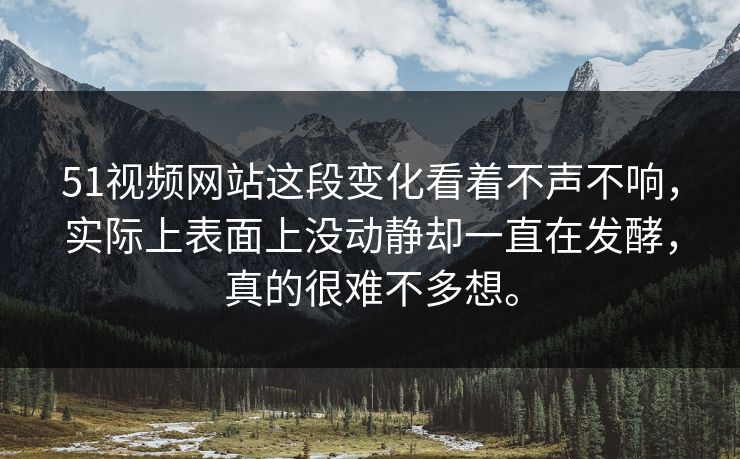 51视频网站这段变化看着不声不响，实际上表面上没动静却一直在发酵，真的很难不多想。