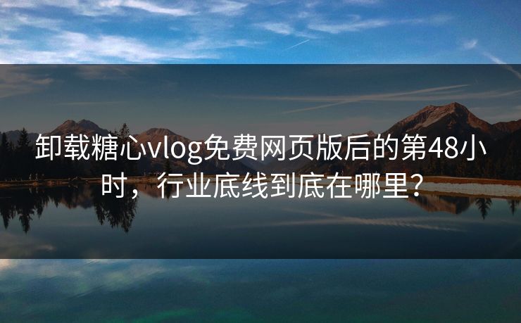 卸载<strong>糖心vlog</strong>免费网页版后的第48小时，行业底线到底在哪里？